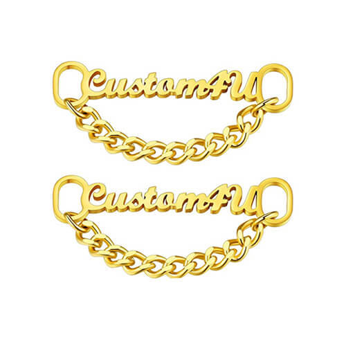wholesale custom name metal shoe buckle with chain link small order makers and manufacturers websites